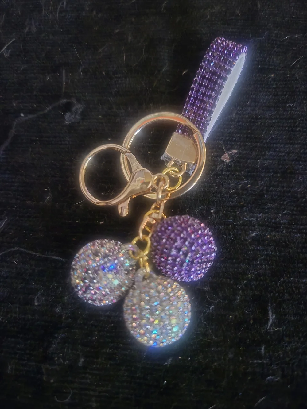 Sparkling Purple Crystal Keychain Charm, Purse Bag Charm